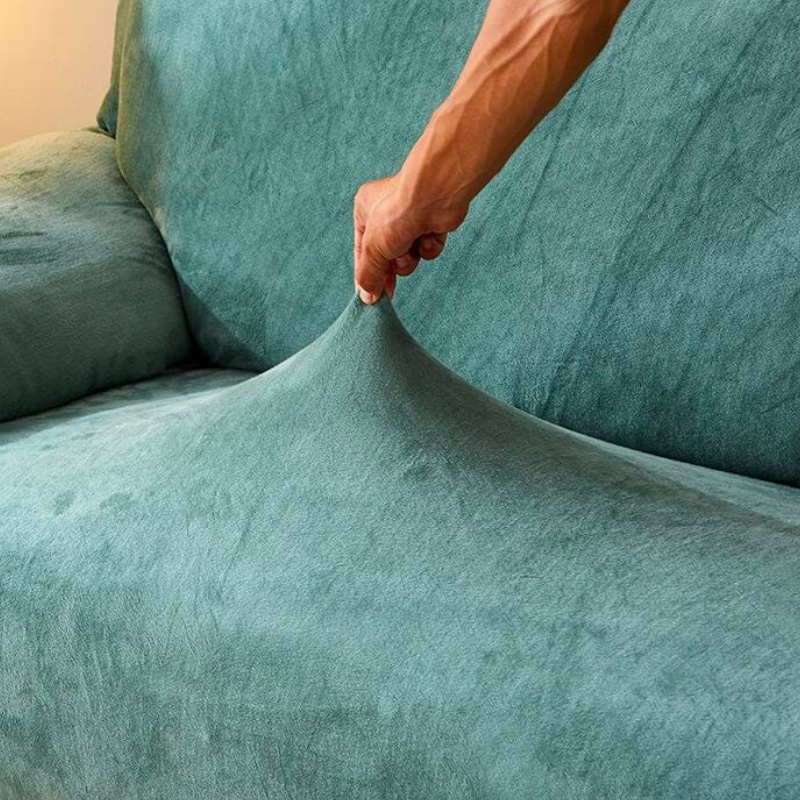 Green velvet couch cover