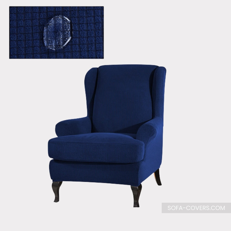 Navy blue wingback chair cover