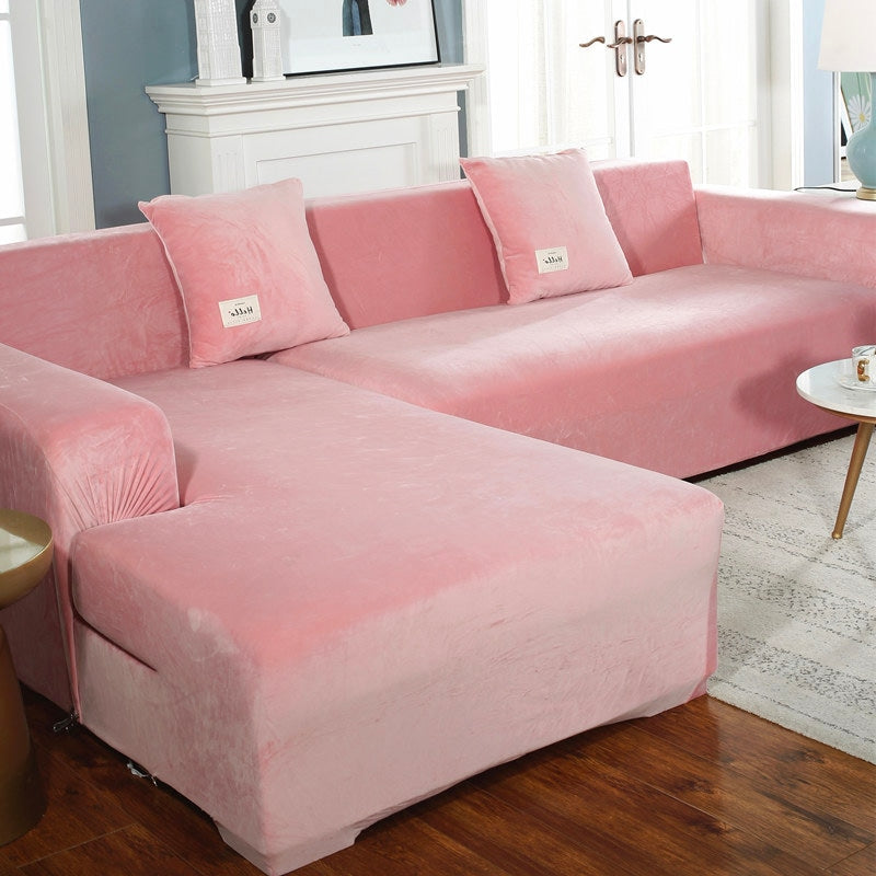 Pink velvet couch cover